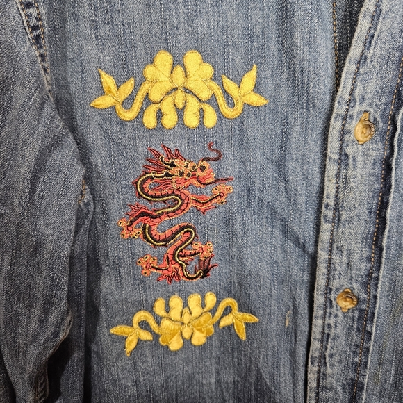 Levi's Signature Denim Chambray Long Sleeve Upcycled Shirt Button Front Unisex - Picture 7 of 13